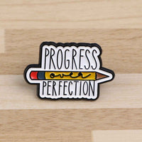 “Progress Over Perfection” - Communication Pin Badge - MindCoco