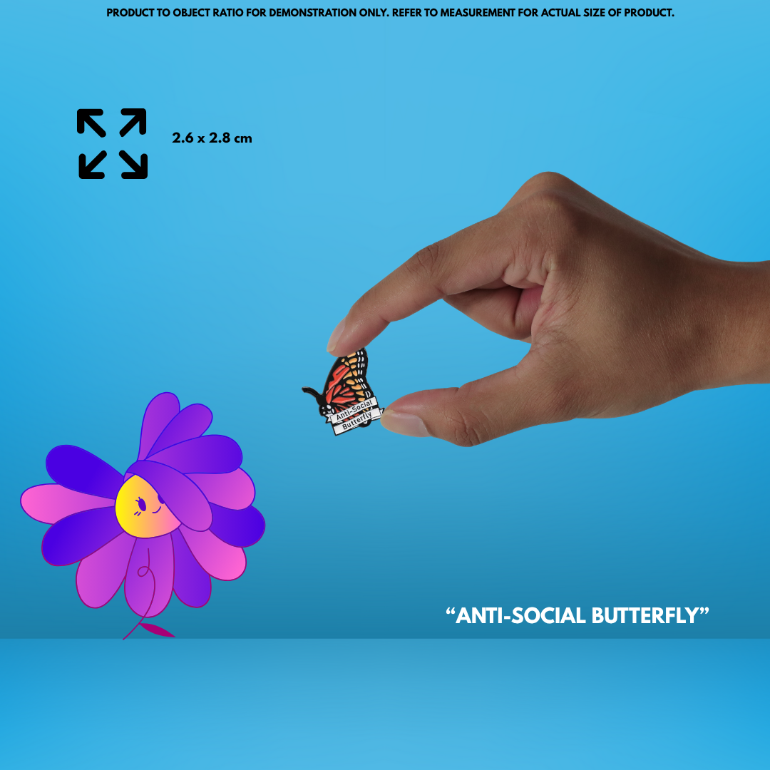 “Anti-Social Butterfly” - Communication Pin Badge