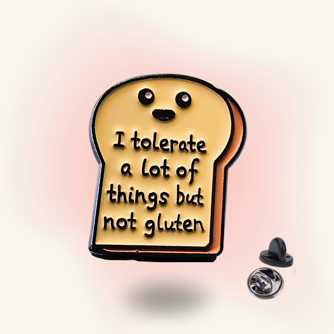 "Tolerate Toast" enamel pin – Celiac Humor