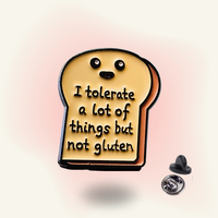 "Tolerate Toast" enamel pin – Celiac Humor