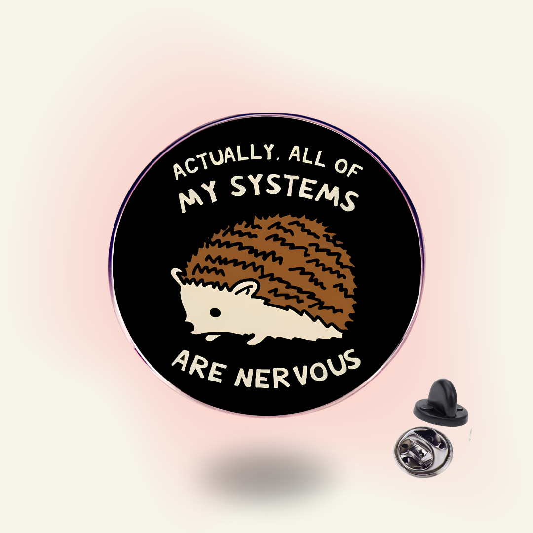 "Nervous Hedgehog" enamel pin – Anxious & Cute