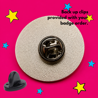 "Feel Like A Mess" enamel pin worn on jacket – neurodivergent and mental health humour