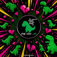 "T-rex Clap" enamel pin – lifestyle flat lay, neurodivergent and mental health humour