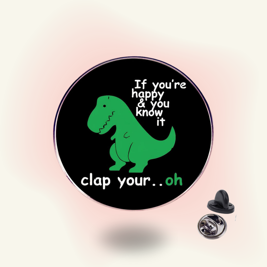 "T-Rex Can't Clap" enamel pin – Short Arms Struggle