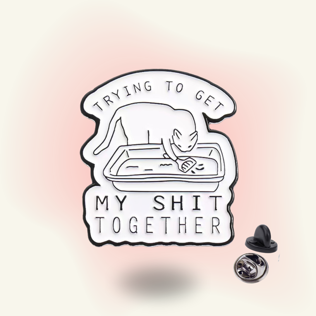 "Get My Sh!t Together" enamel pin – Cat Procrastination