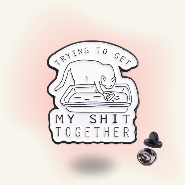 "Get My Sh!t Together" enamel pin – Cat Procrastination