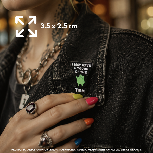 "A touch of the tism" Frog Pin - Thinking Outside the Box Identity Badge