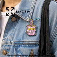 Person holding "Instant Good Vibes" enamel pin showing 3×3cm size