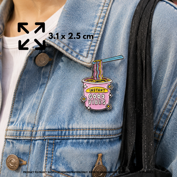 Instant Good Vibes Ramen Pin - Funny Food Badge