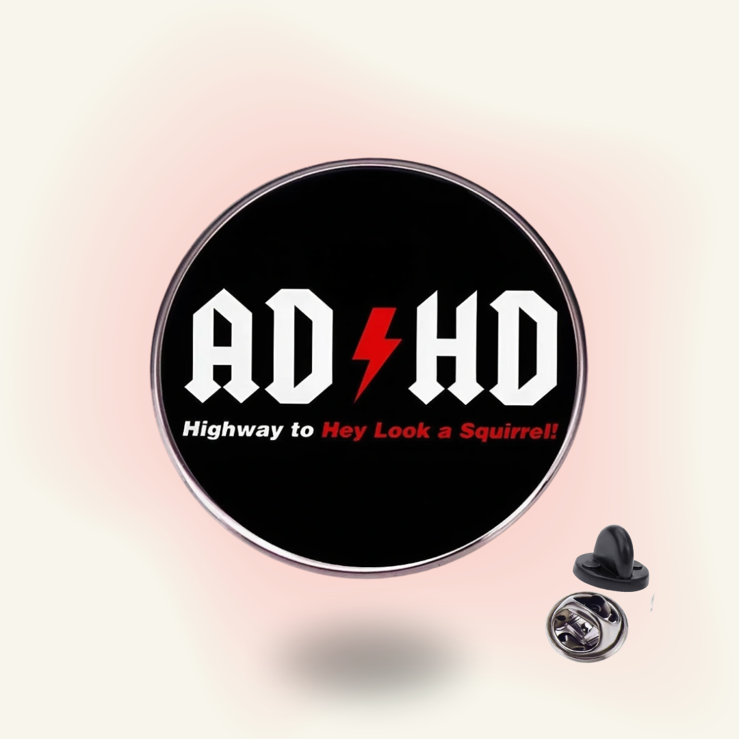 "ADHD Highway to Hey Look a Squirrel" enamel pin – ADHD Squirrel