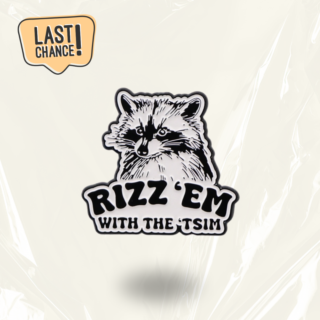 "Rizz'em With The Tism" Racoon - Communication Pin Badge - MindCoco