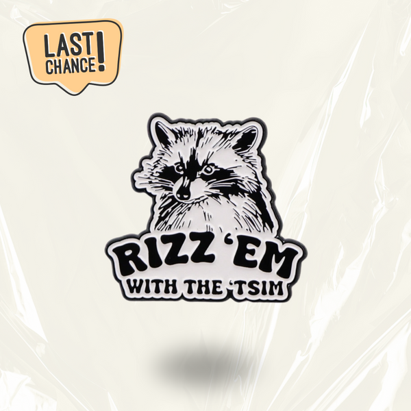 "Rizz'em With The Tism" Racoon - Communication Pin Badge - MindCoco