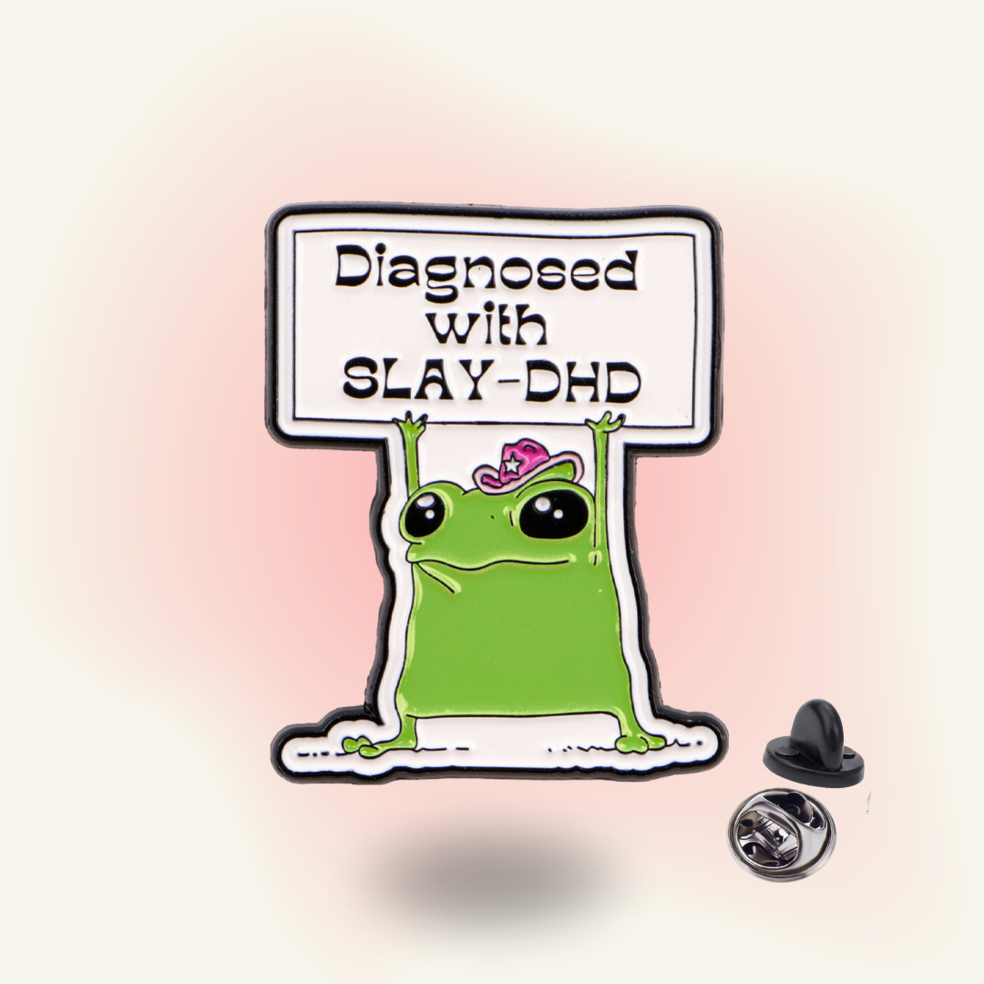 "SlayDHD" enamel pin – ADHD & Slaying