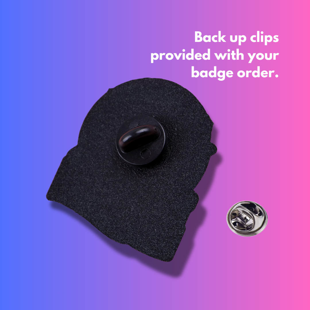 "My Tummy Hurts" enamel pin worn on jacket – neurodivergent and mental health humour