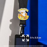 Person holding "ProDucktive" enamel pin showing 3×3cm size