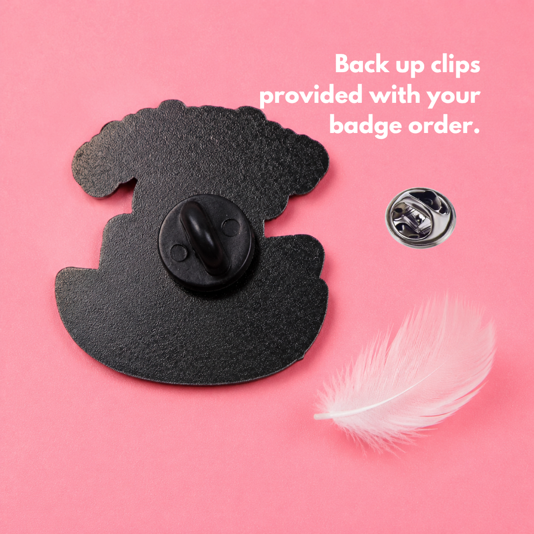 "ProDucktive" enamel pin worn on jacket – neurodivergent and mental health humour