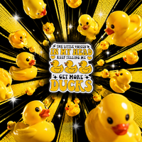 "Get More DUCKS" enamel pin – lifestyle flat lay, neurodivergent and mental health humour