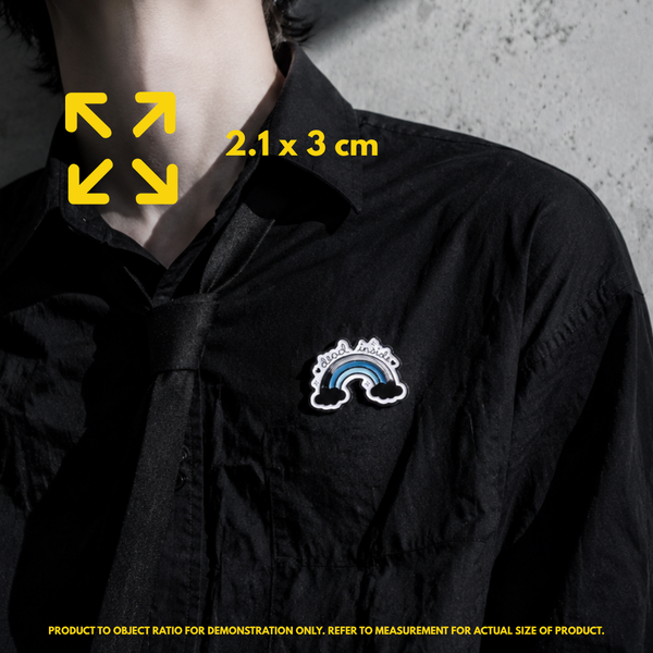 Person holding "Dead Inside" enamel pin showing 3×3cm size