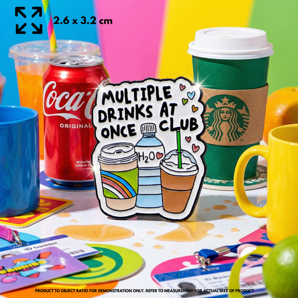 Multiple Drinks At Once Club Enamel Pin | Beverage Goblin Humor