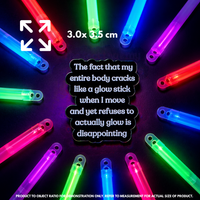Person holding "Glowstick" enamel pin showing 3×3cm size