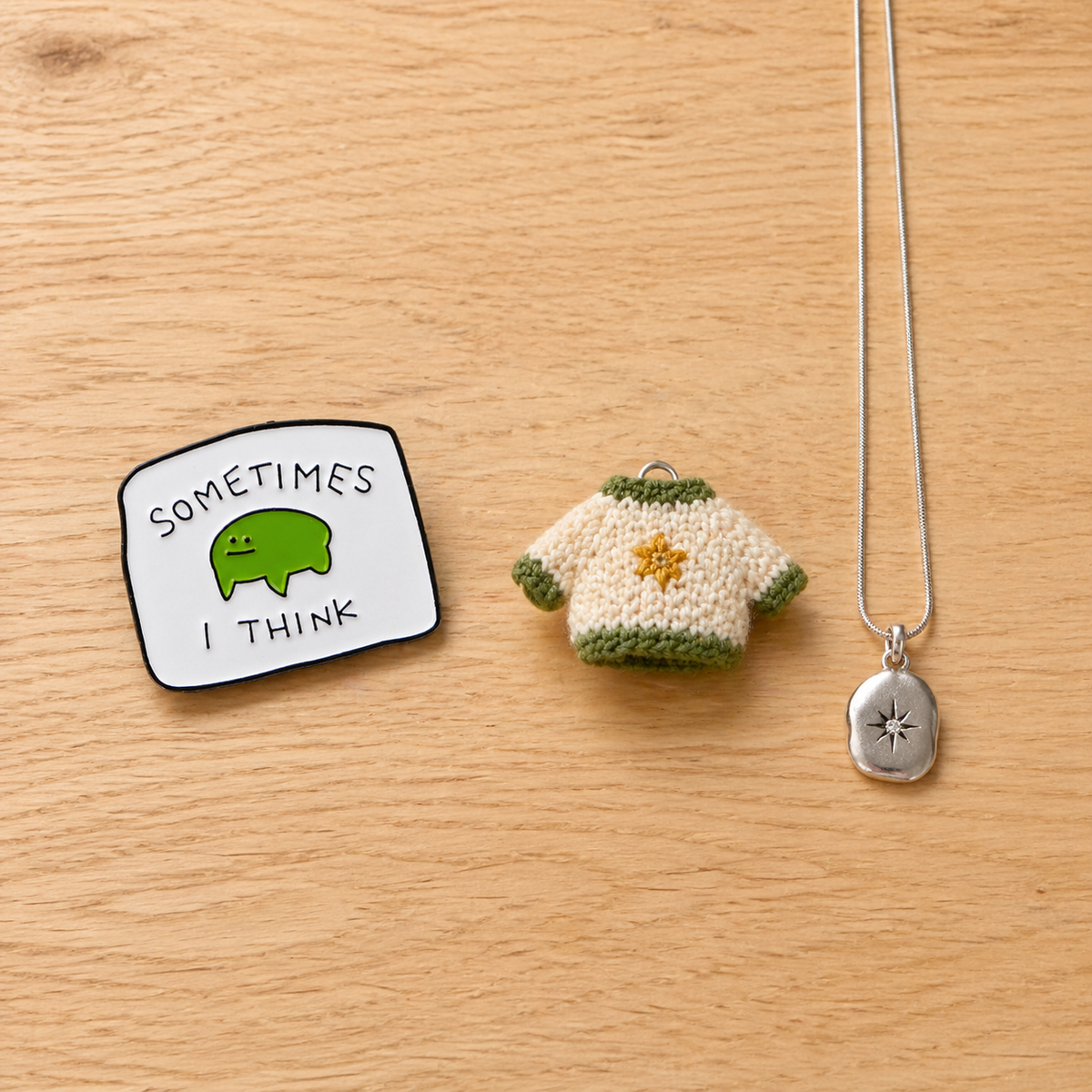 "Sometimes I Think" enamel pin – MindCoco neurodivergent and mental health humour