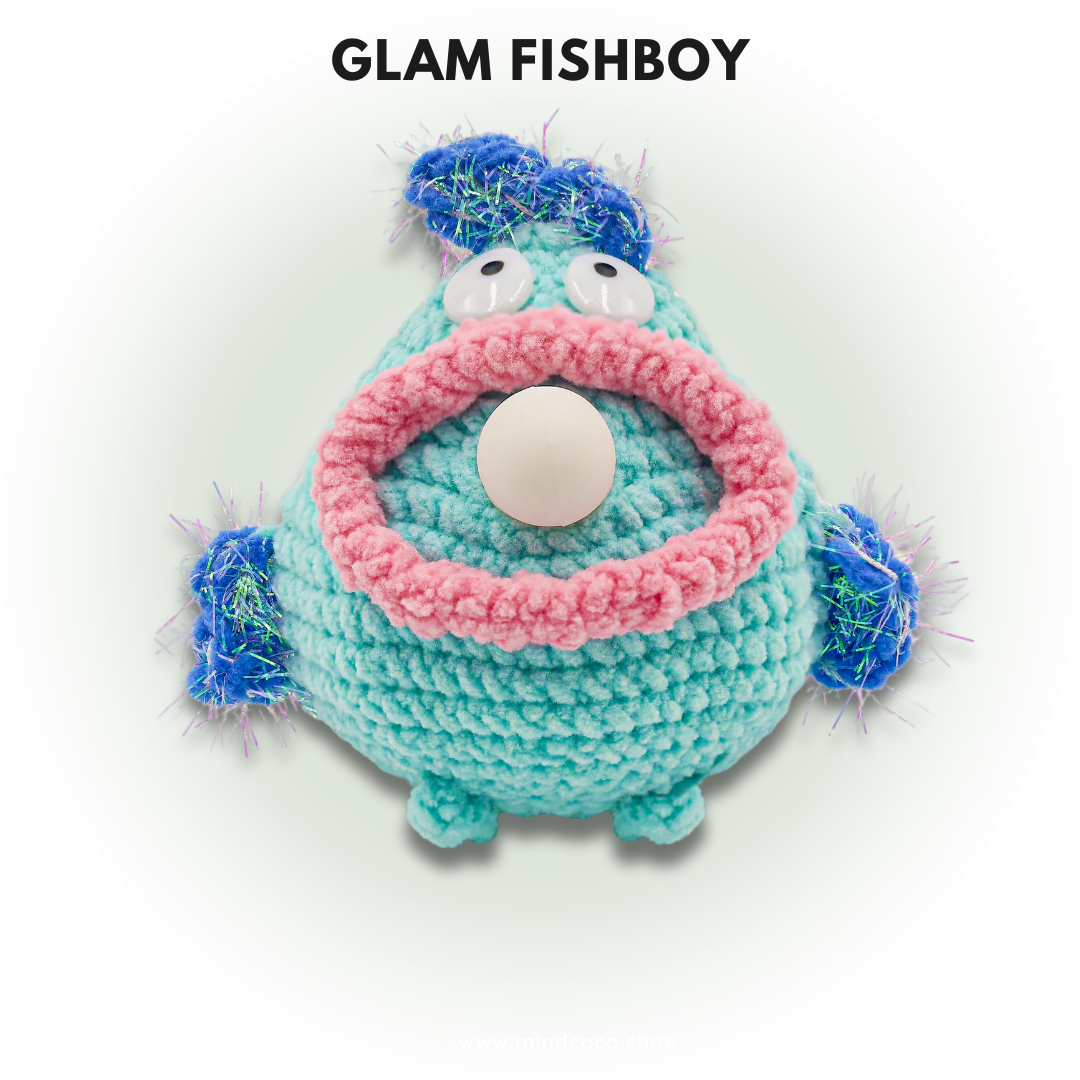 CocoPuffy🎇 Holiday Glam Fishboy-Crochet Stress Squeezie Fidget Toy