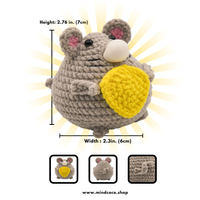 LAST CHANCE: CocoPuffy🧀 Rat with Cheese Block-Crochet Stress Squeezie Fidget Toy