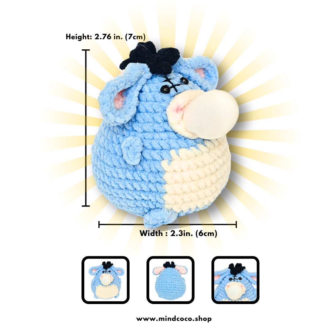 CocoPuffy⛆Donkey Eeyore-Crochet Stress Squeezie Fidget Toy.