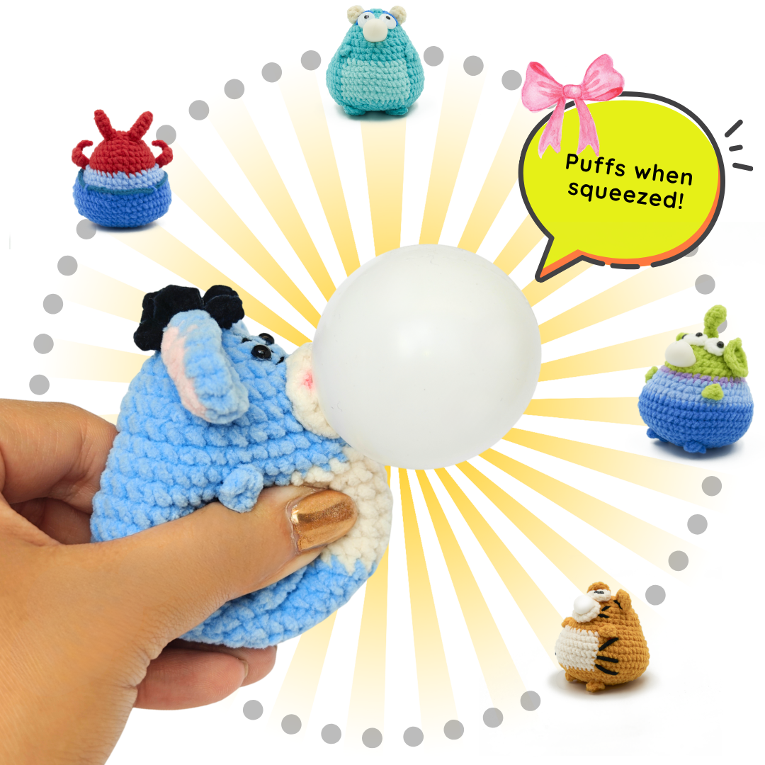 CocoPuffy⛆Donkey Eeyore-Crochet Stress Squeezie Fidget Toy.