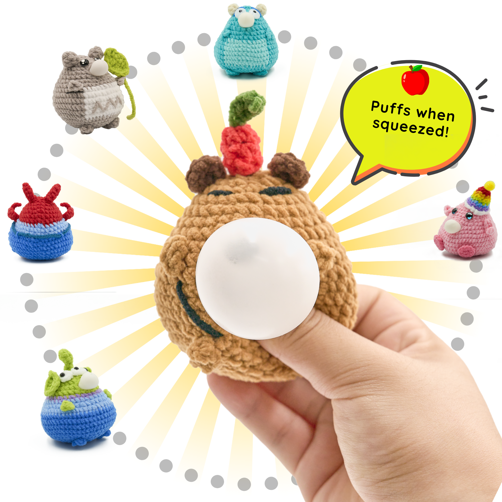 CocoPuffy🍎 Capybara-Crochet Stress Squeezie Fidget Toy