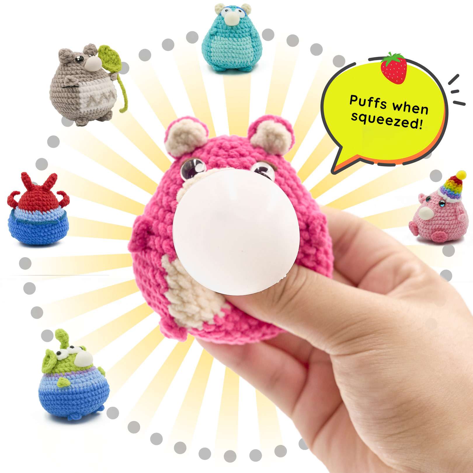 CocoPuffy🍓 Lotso -Crochet Stress Squeezie Fidget Toy