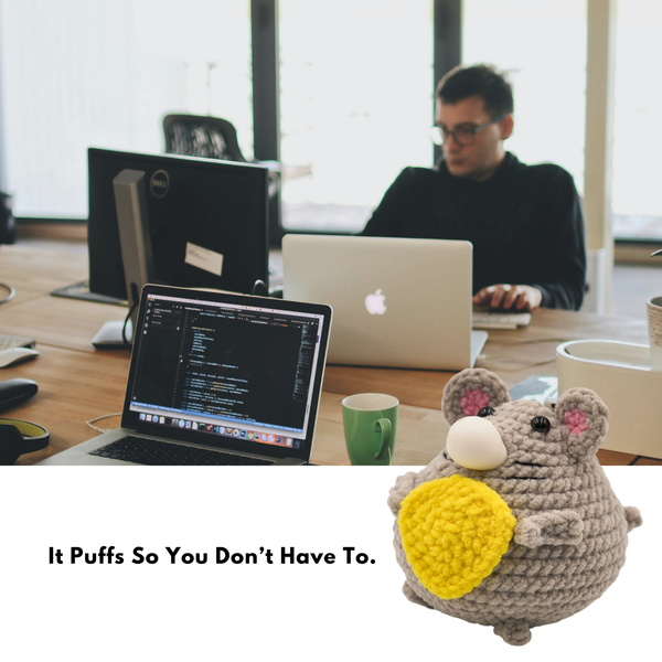 LAST CHANCE: CocoPuffy🧀 Rat with Cheese Block-Crochet Stress Squeezie Fidget Toy
