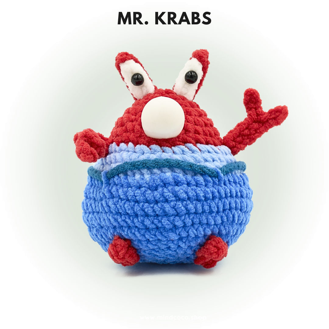 CocoPuffy 🦀Mr. Krabs-Crochet Stress Squeezie Fidget Toy