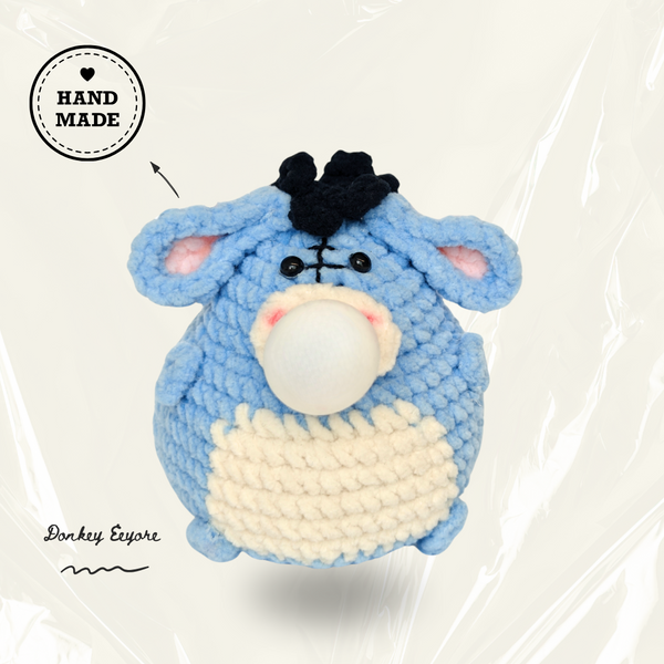 CocoPuffy⛆Donkey Eeyore-Crochet Stress Squeezie Fidget Toy.