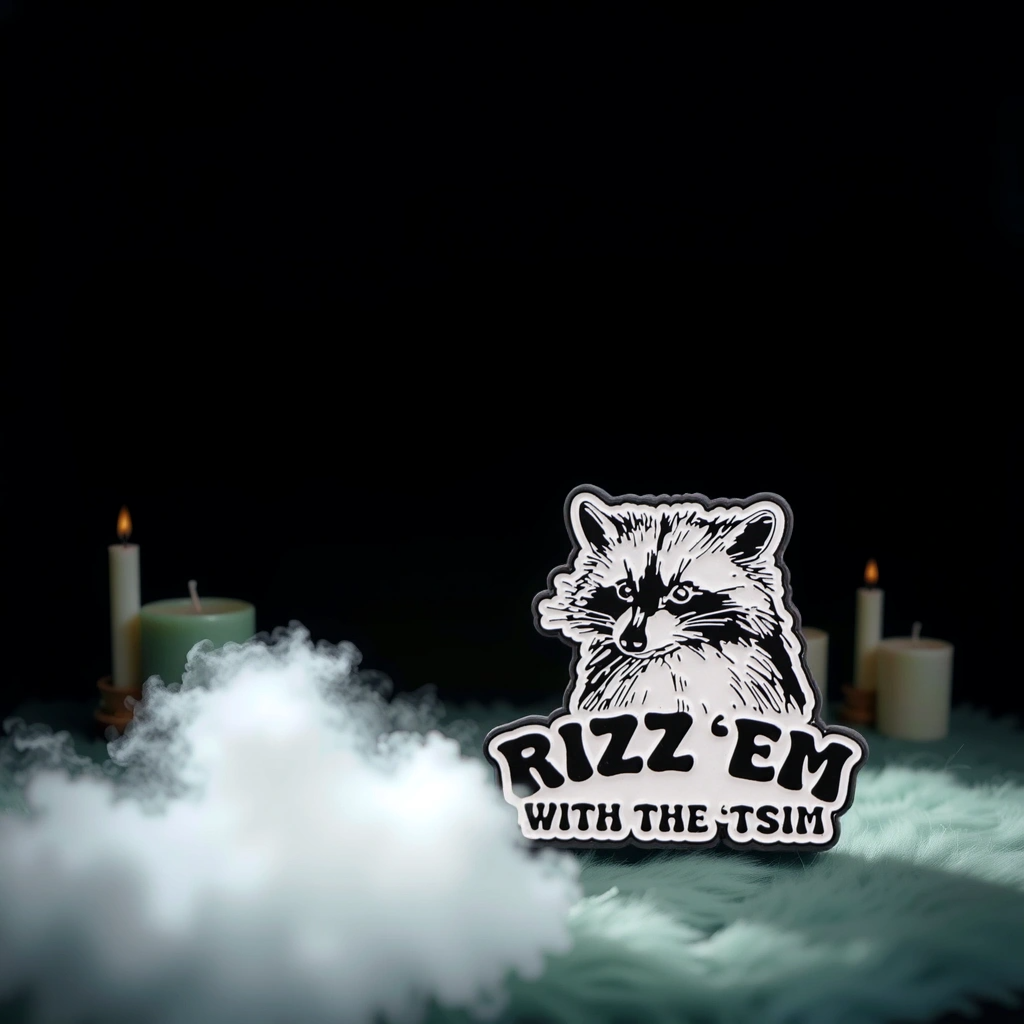 "Rizz'em With The Tism" Racoon - Communication Pin Badge - MindCoco