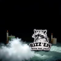 "Rizz'em With The Tism" Racoon - Communication Pin Badge - MindCoco