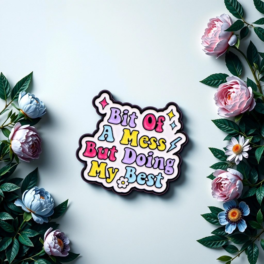 “Bit Of A Mess But Trying My Best” - Communication Pin Badge.