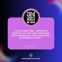 Customer review photo – "Don't Want To Be Here" enamel pin, 5-star community favourite