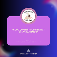 Customer review photo – "Mental Bake Down" enamel pin, 5-star community favourite