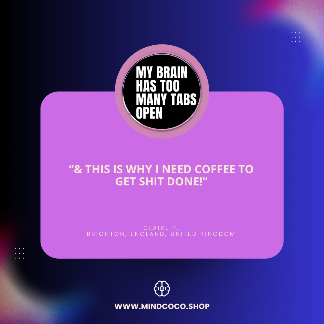 Customer review photo – "Browser Overload Brain Tabs" enamel pin, 5-star community favourite