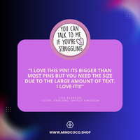 Customer review photo – "You Can Talk to Me" enamel pin, 5-star community favourite