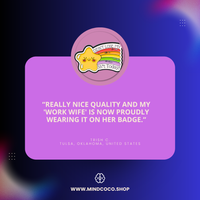 Customer review photo – "Didn" enamel pin, 5-star community favourite