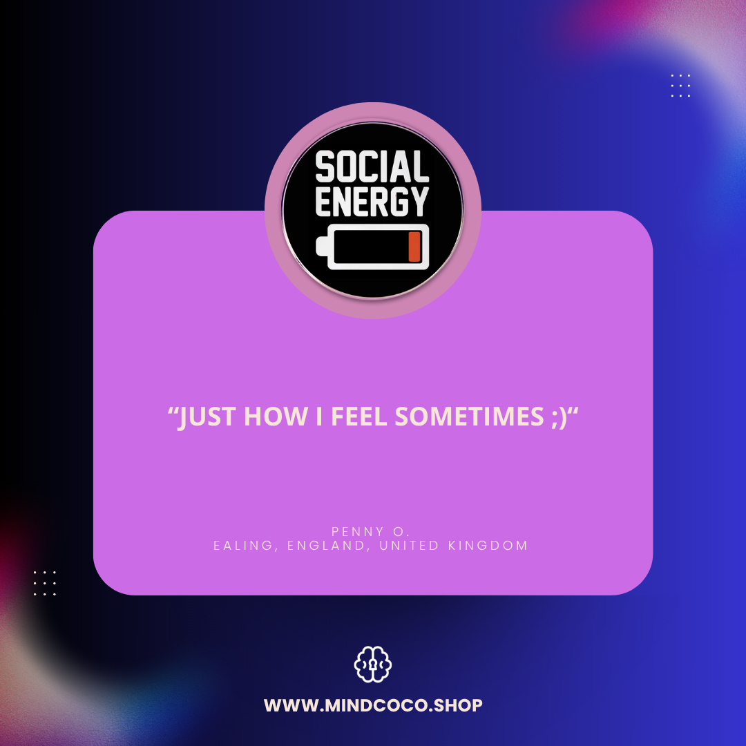 Customer review photo – "Social Battery" enamel pin, 5-star community favourite