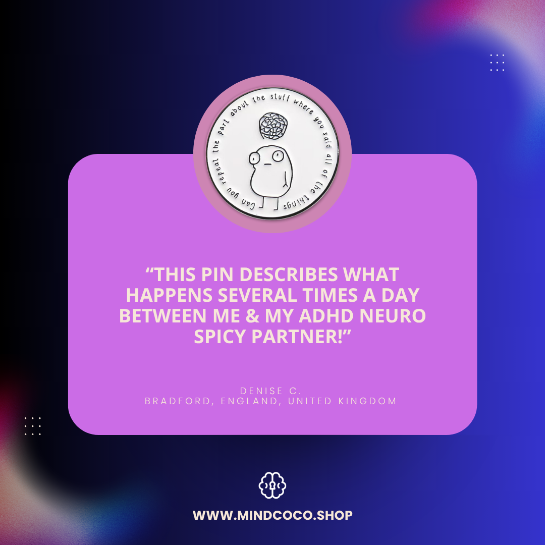 Customer review photo – "Can You Repeat?" enamel pin, 5-star community favourite