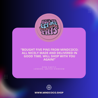 Customer review photo – "Let Me Overthink This" enamel pin, 5-star community favourite