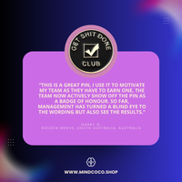 Customer review photo – "Get Sh!t Done Club" enamel pin, 5-star community favourite