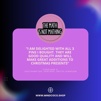 Customer review photo – "The Math is Not Mathing" enamel pin, 5-star community favourite