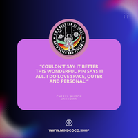 "Fan of Space" enamel pin – MindCoco neurodivergent and mental health humour