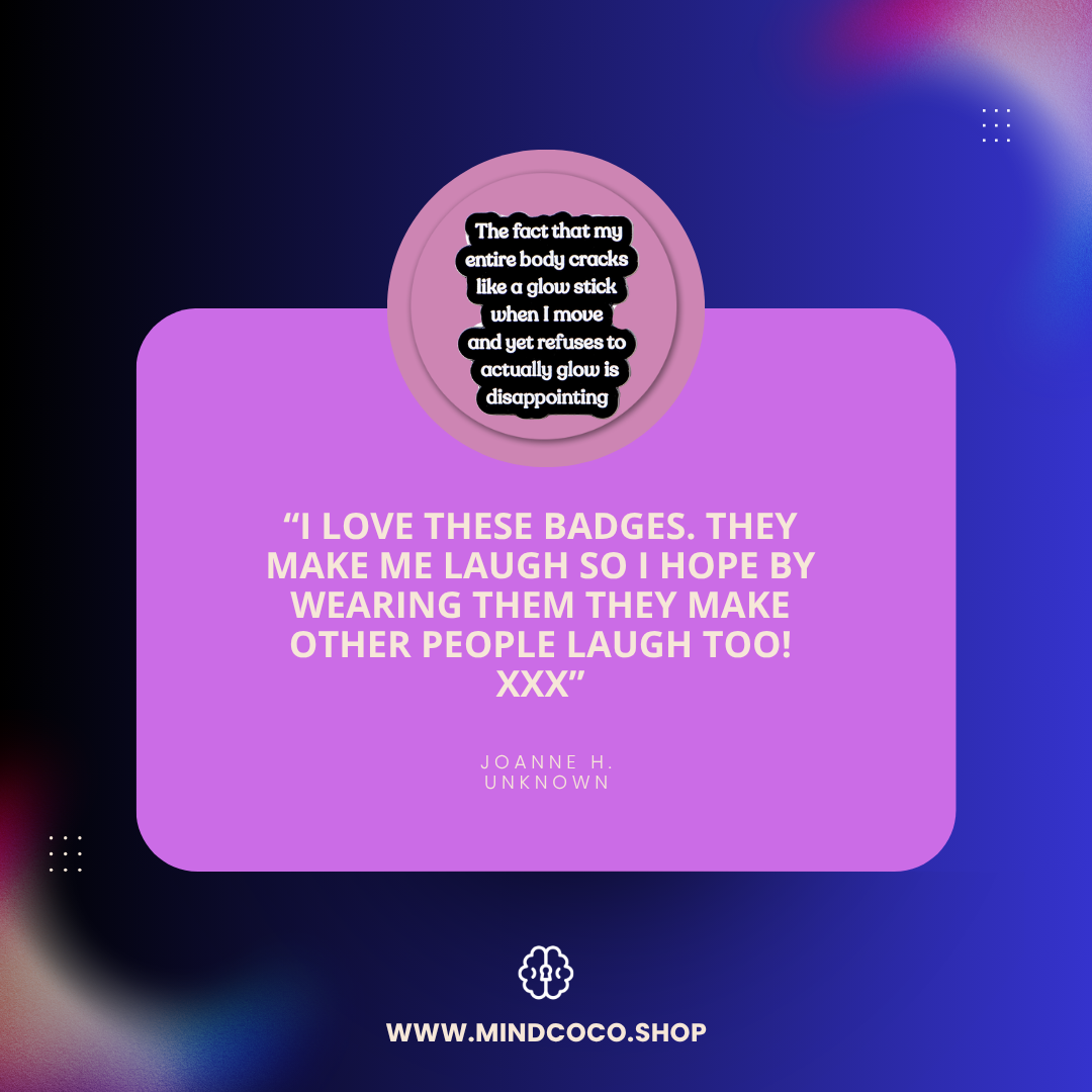Customer review photo – "Glowstick" enamel pin, 5-star community favourite
