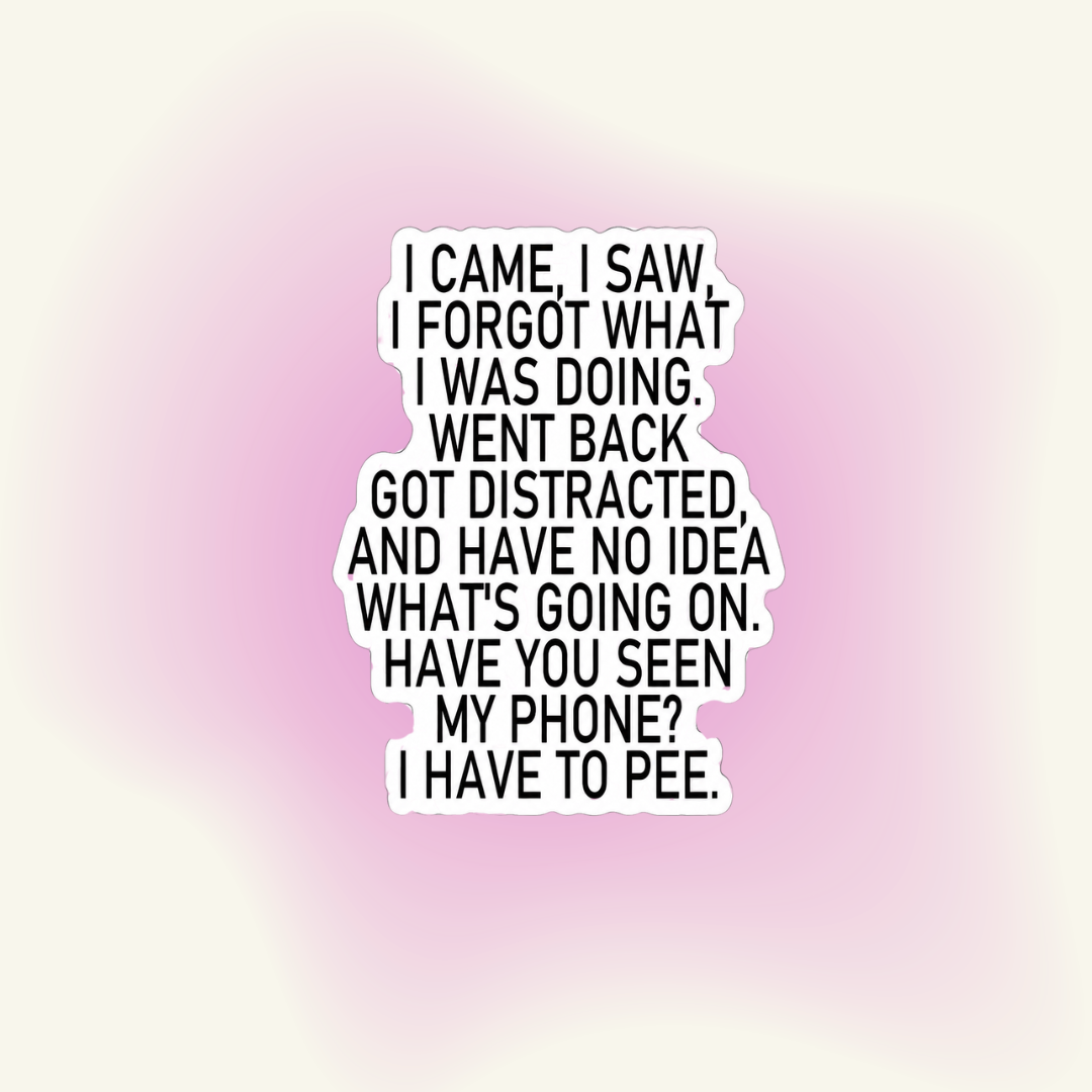 "I Came I Saw I Forgot" vinyl sticker – ADHD Memory Lapse
